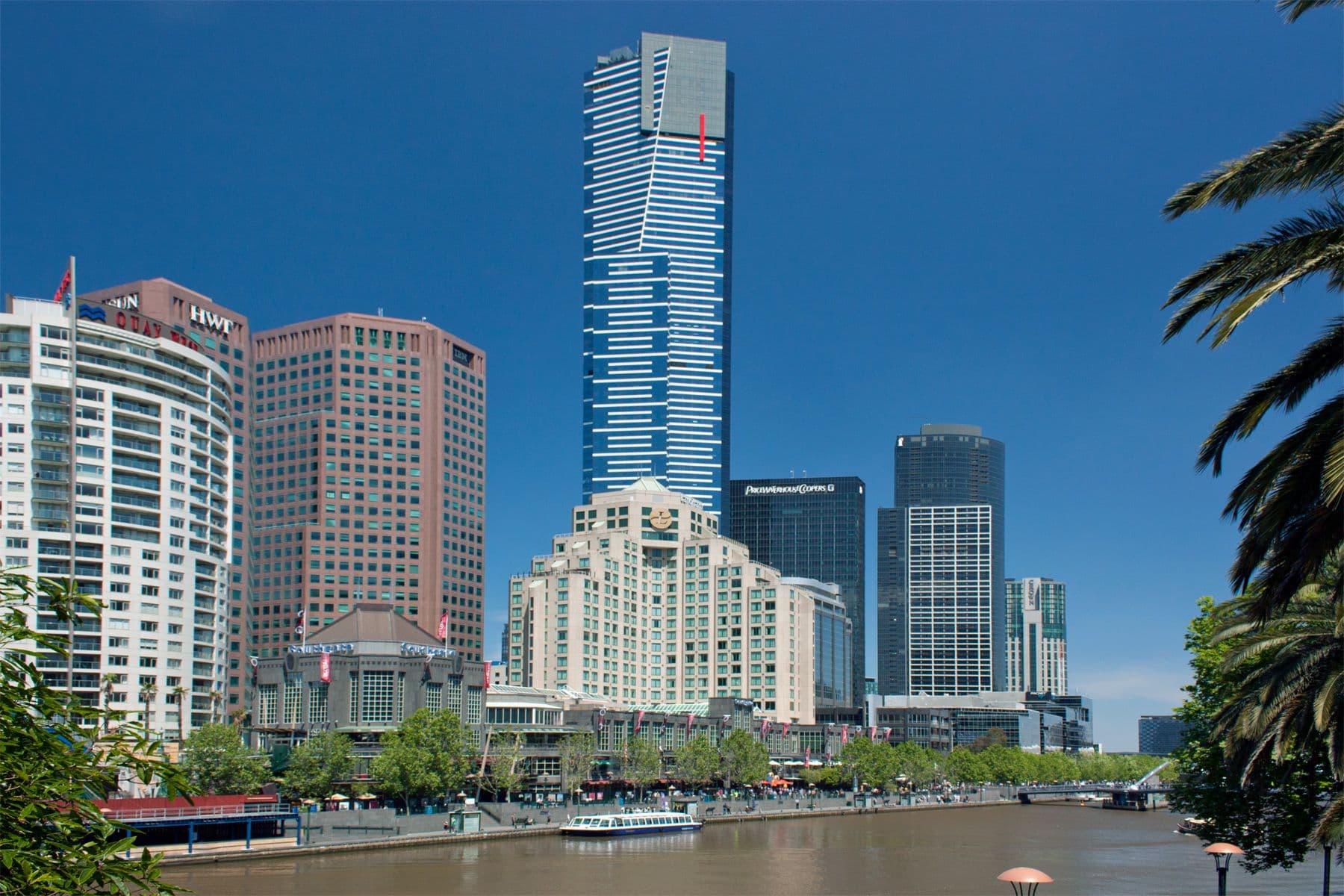 Southbank office towers seen from Flinders Street, Melbourne